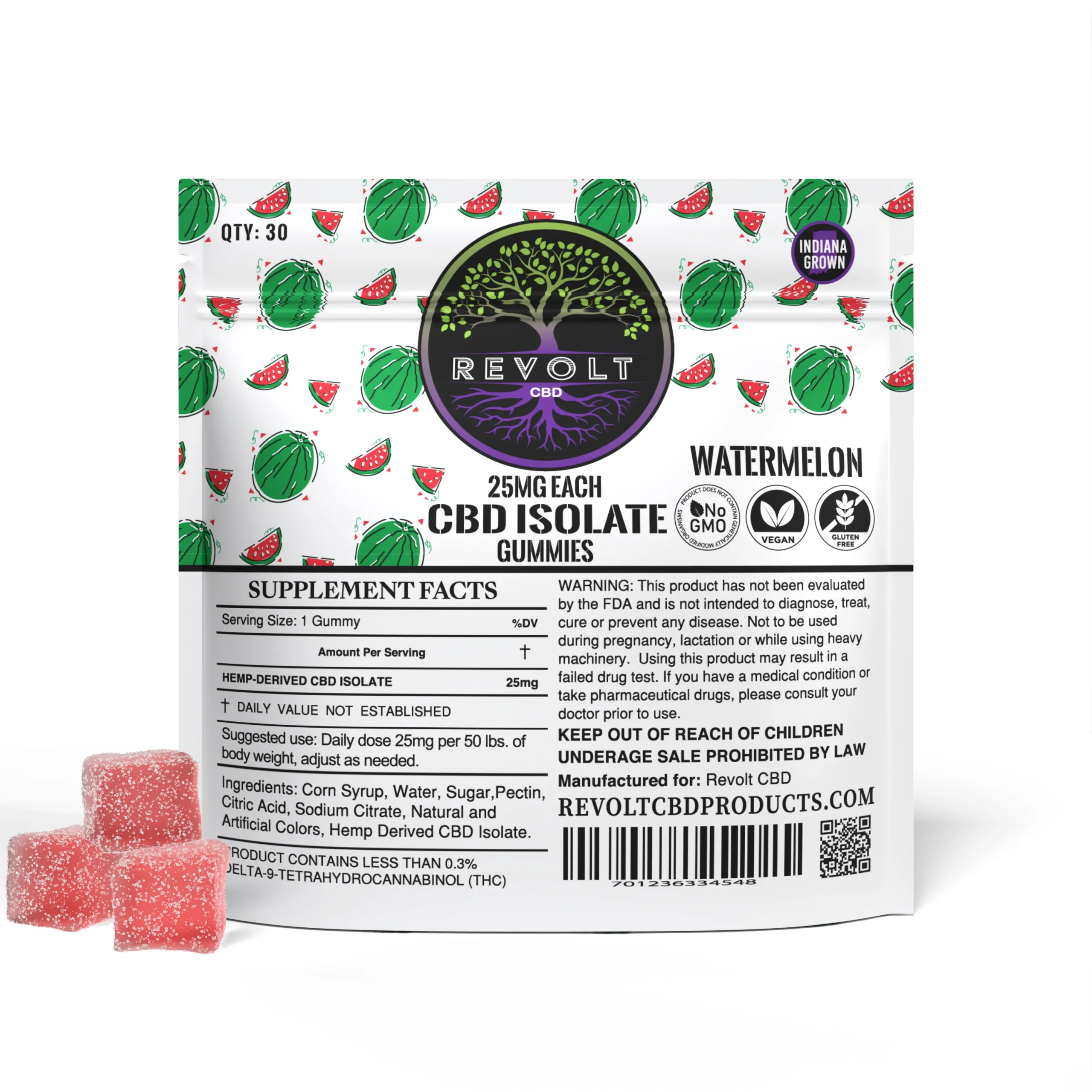 25 MG CBD Isolate Watermelon Gummies