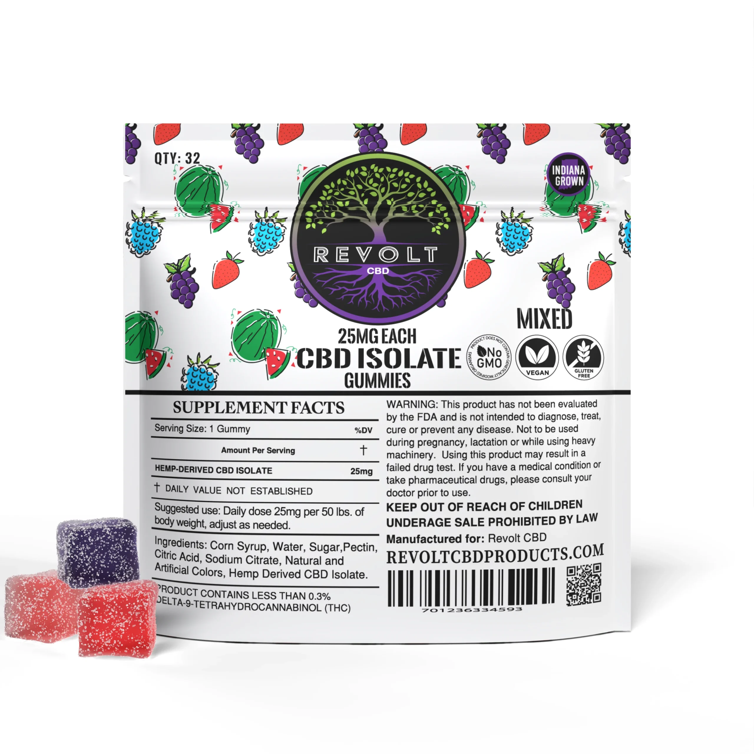 25 MG CBD Isolate Mixed Gummies