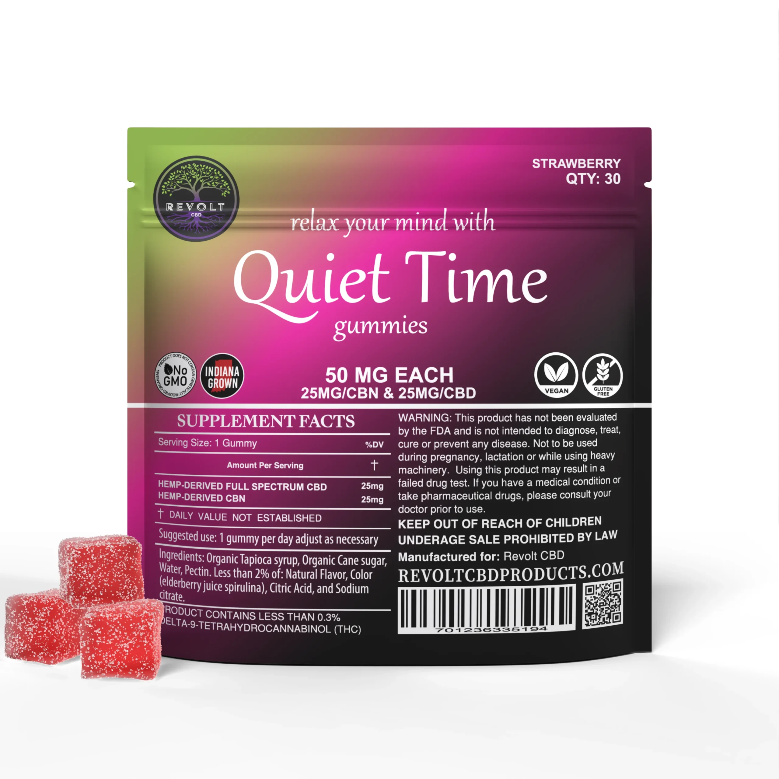 50 MG CBN and CBD Strawberry Gummies