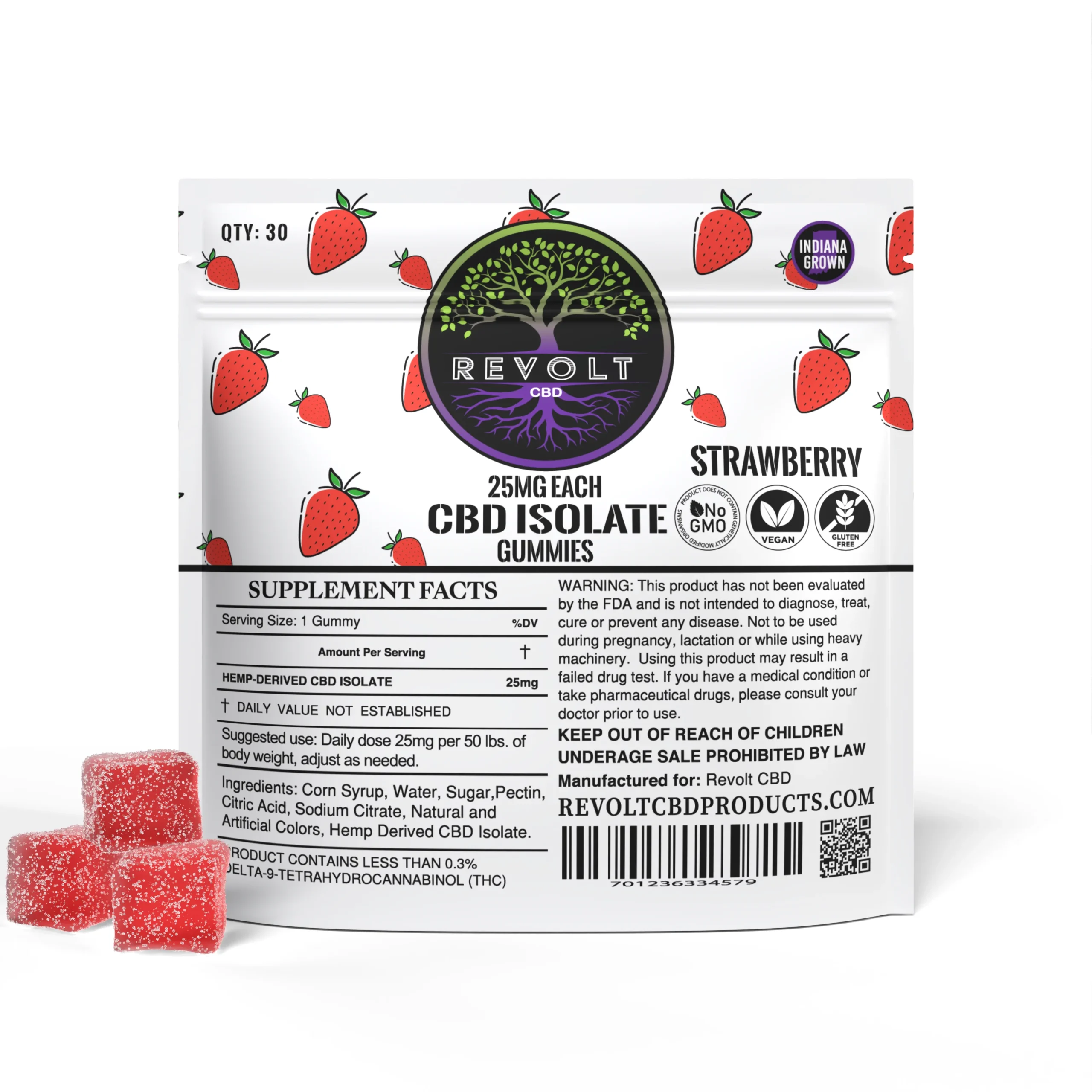25 MG CBD Isolate Strawberry Gummies