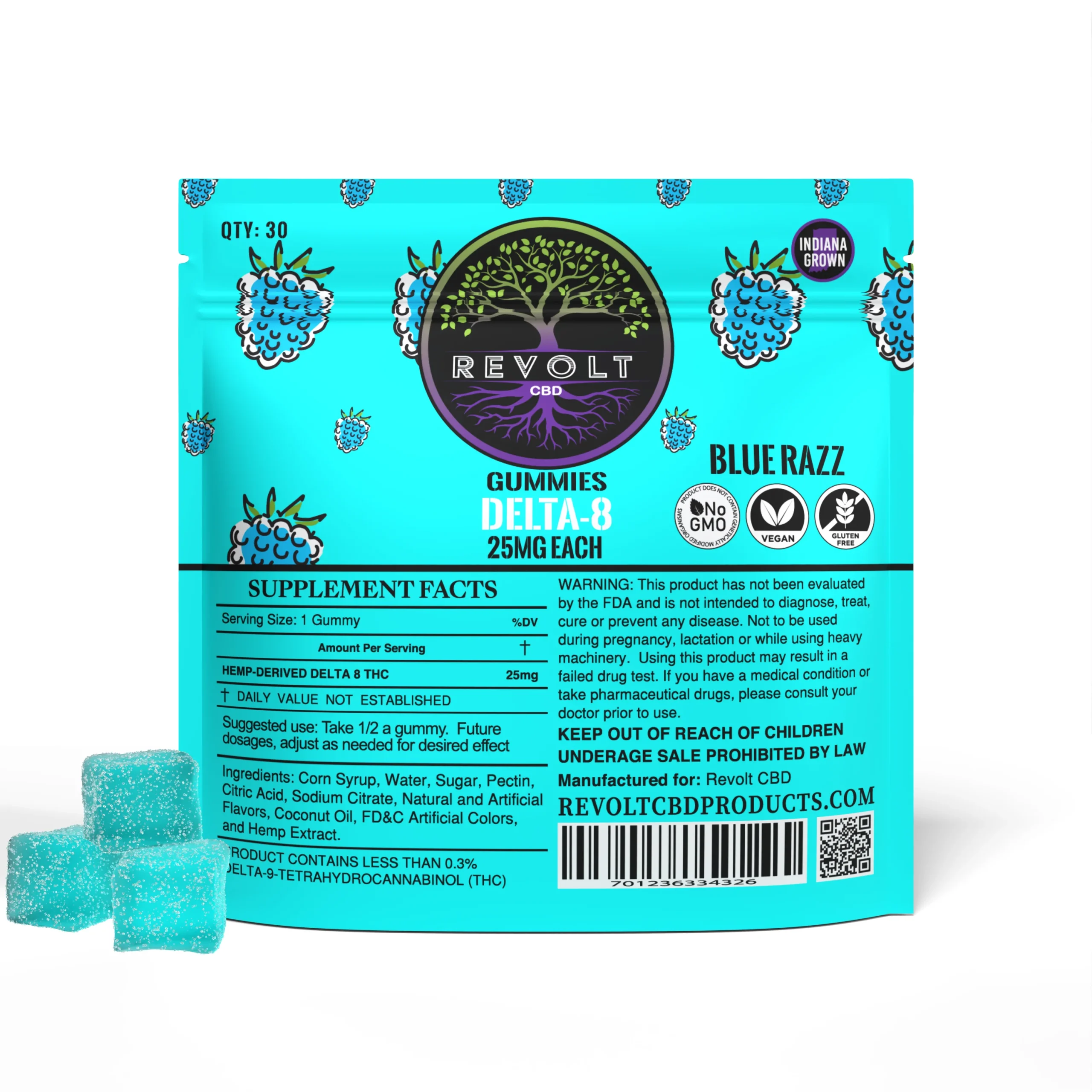 25 MG Delta 8 Blue Razz Gummies