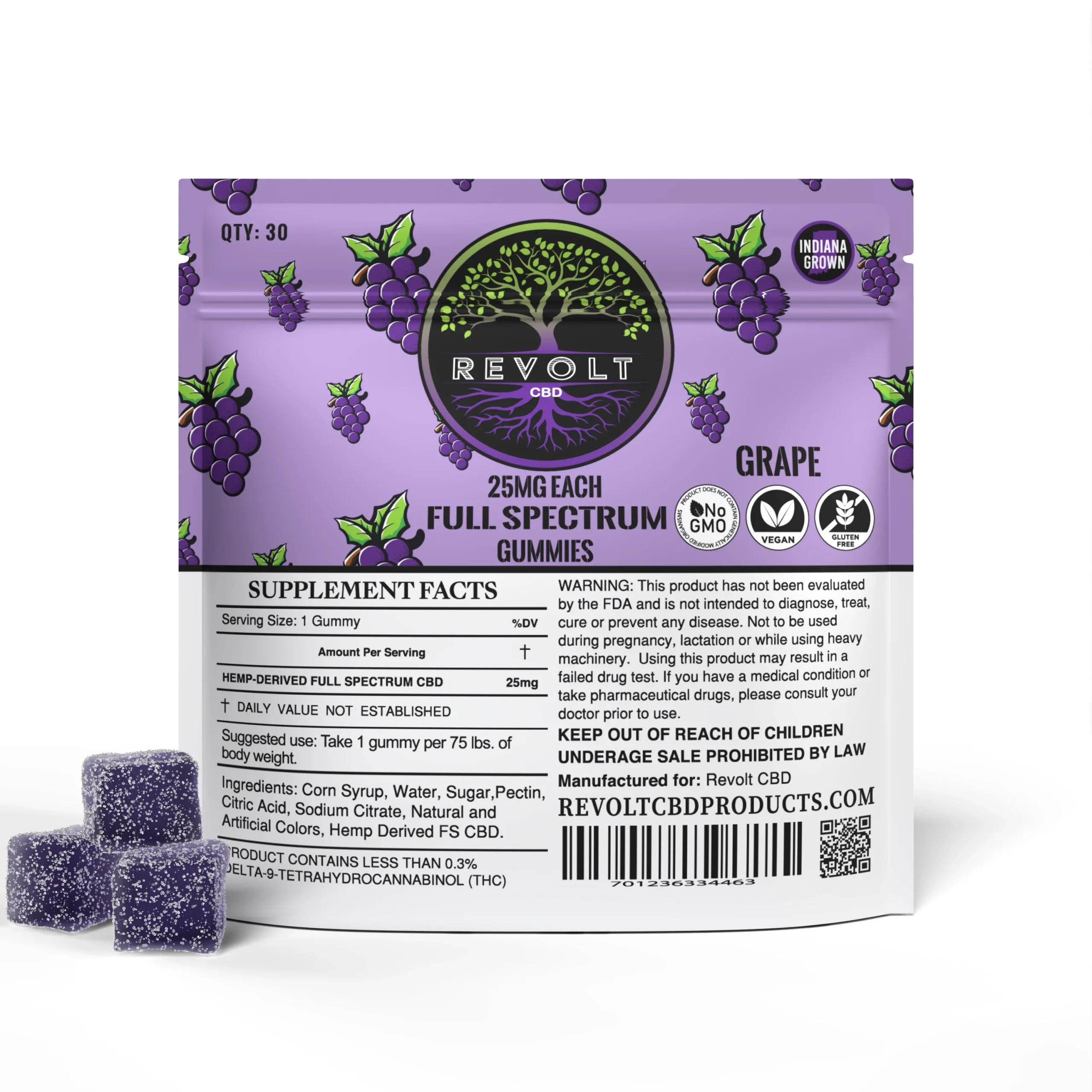 25 MG Full Spectrum Grape CBD Gummies