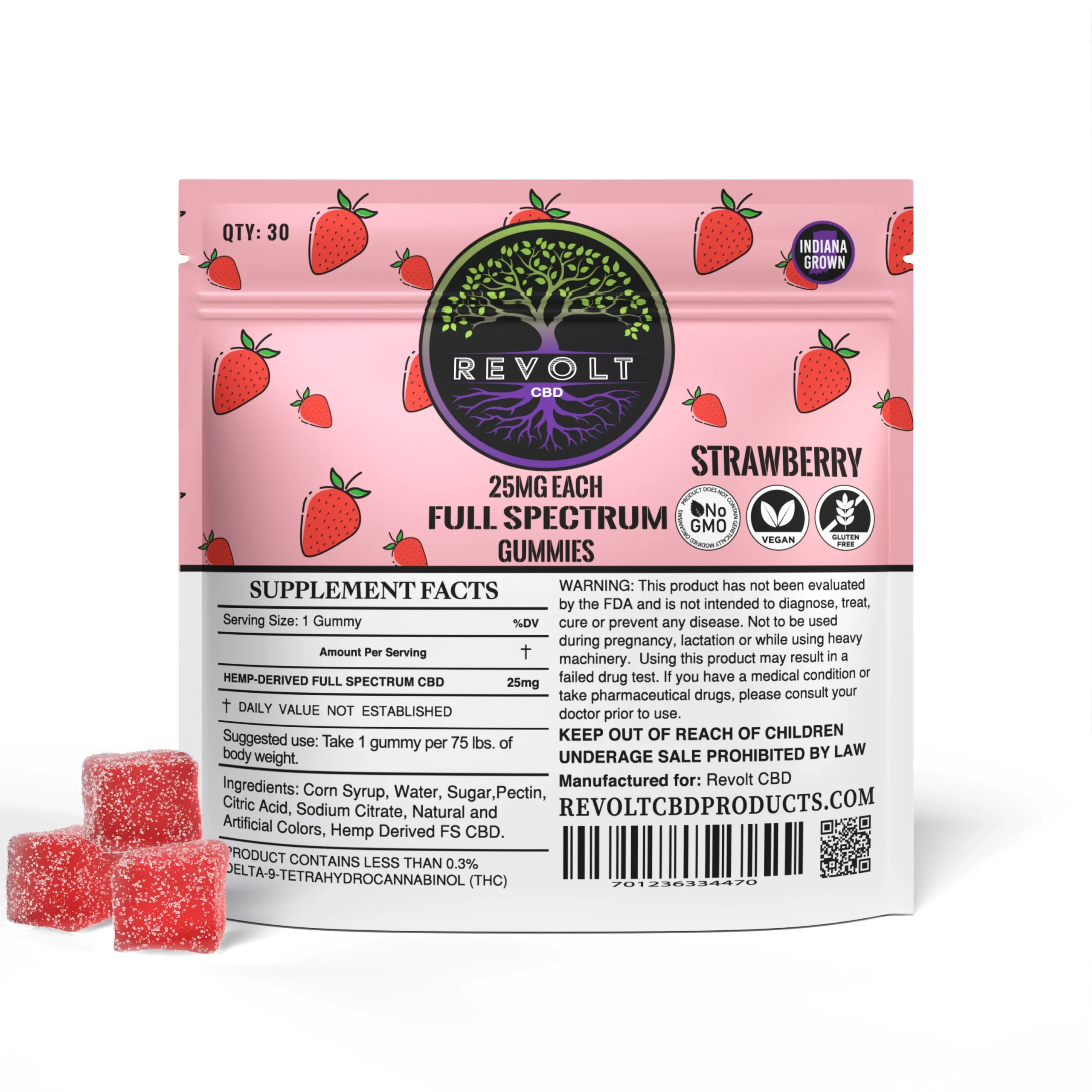 25 MG Full Spectrum Strawberry CBD Gummies
