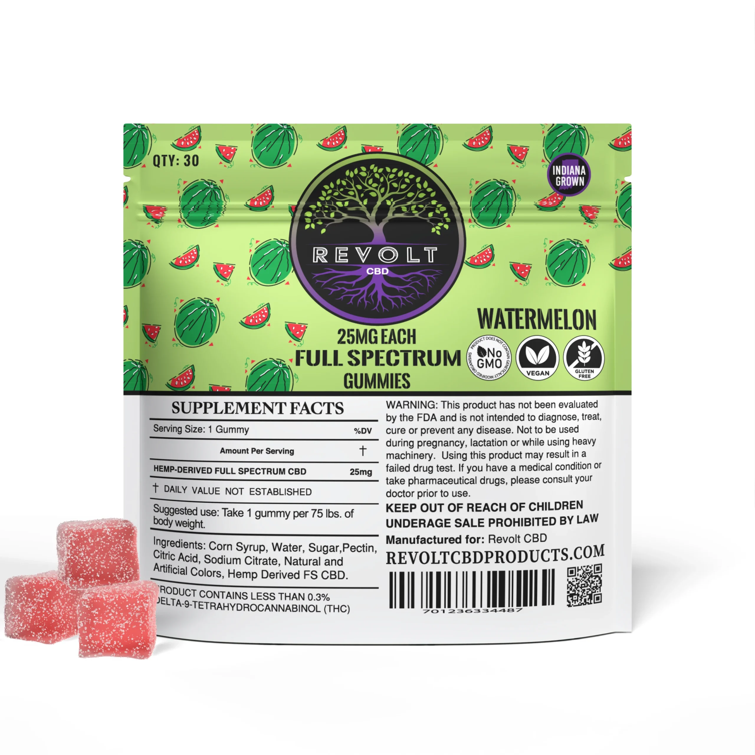 25 MG Full Spectrum Watermelon CBD Gummies
